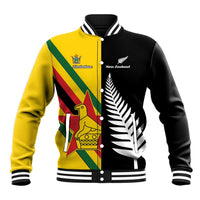 Custom New Zealand and Zimbabwe Baseball Jacket NZ Fern Zim Flag Half Style