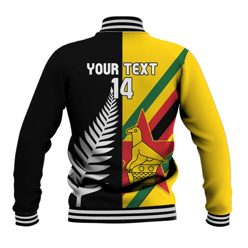 Custom New Zealand and Zimbabwe Baseball Jacket NZ Fern Zim Flag Half Style