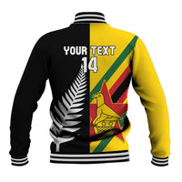 Custom New Zealand and Zimbabwe Baseball Jacket NZ Fern Zim Flag Half Style