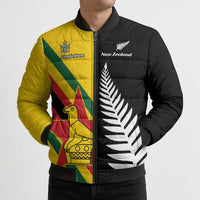 Custom New Zealand and Zimbabwe Bomber Puffer Jacket NZ Fern Zim Flag Half Style