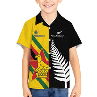 Custom New Zealand and Zimbabwe Hawaiian Shirt NZ Fern Zim Flag Half Style