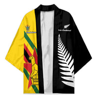 Custom New Zealand and Zimbabwe Kimono NZ Fern Zim Flag Half Style