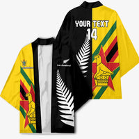 Custom New Zealand and Zimbabwe Kimono NZ Fern Zim Flag Half Style