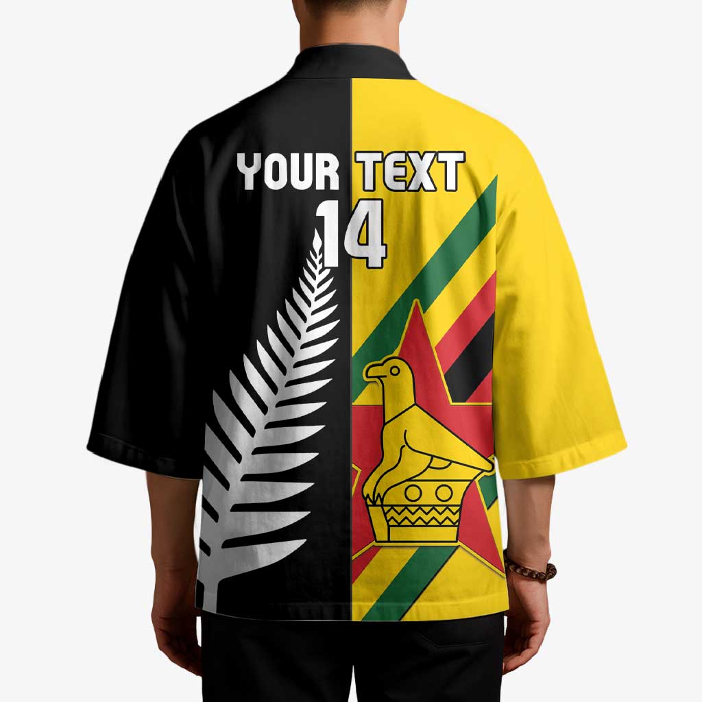 Custom New Zealand and Zimbabwe Kimono NZ Fern Zim Flag Half Style