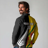 Custom New Zealand and Zimbabwe Long Sleeve Polo Shirt NZ Fern Zim Flag Half Style