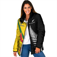 Custom New Zealand and Zimbabwe Padded Jacket NZ Fern Zim Flag Half Style