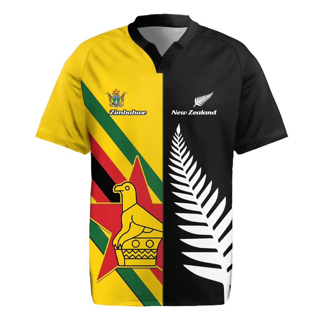 Custom New Zealand and Zimbabwe Rugby Jersey NZ Fern Zim Flag Half Style