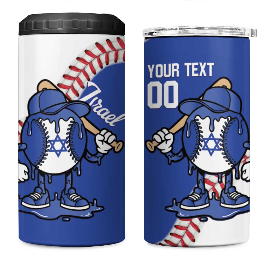 Israel 2026 Baseball Custom 4 in 1 Can Cooler Tumbler Go Champions Drip Style
