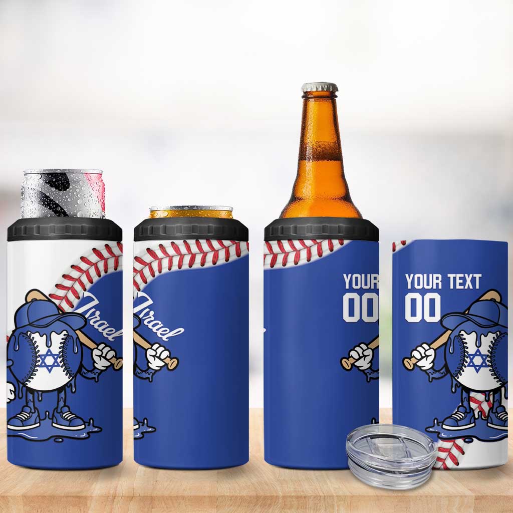 Israel 2026 Baseball Custom 4 in 1 Can Cooler Tumbler Go Champions Drip Style