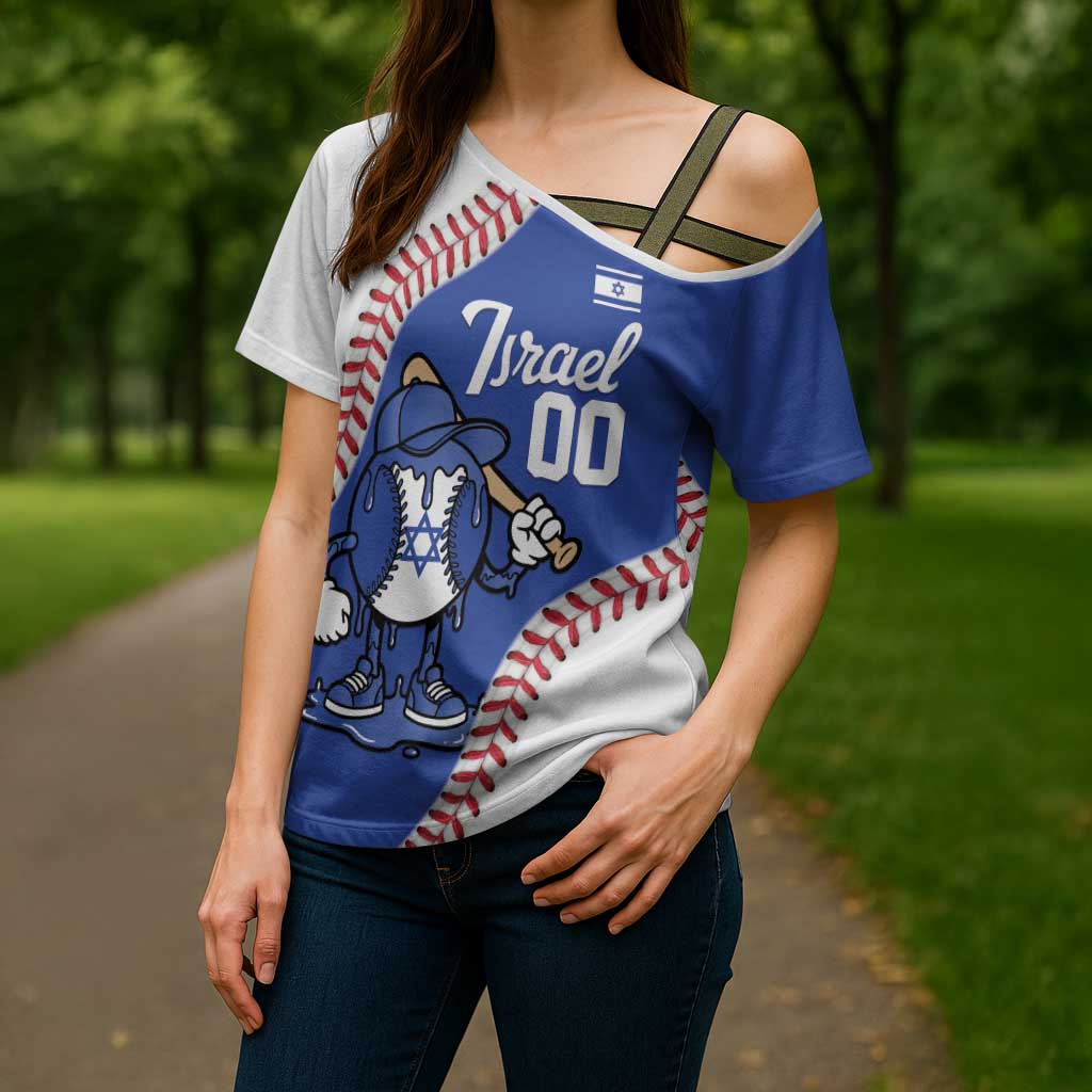 Israel 2026 Baseball Custom Cross Shoulder Shirt Go Champions Drip Style