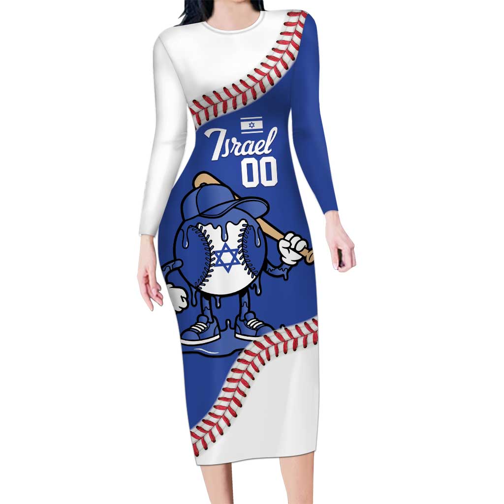 Israel 2026 Baseball Custom Long Sleeve Bodycon Dress Go Champions Drip Style