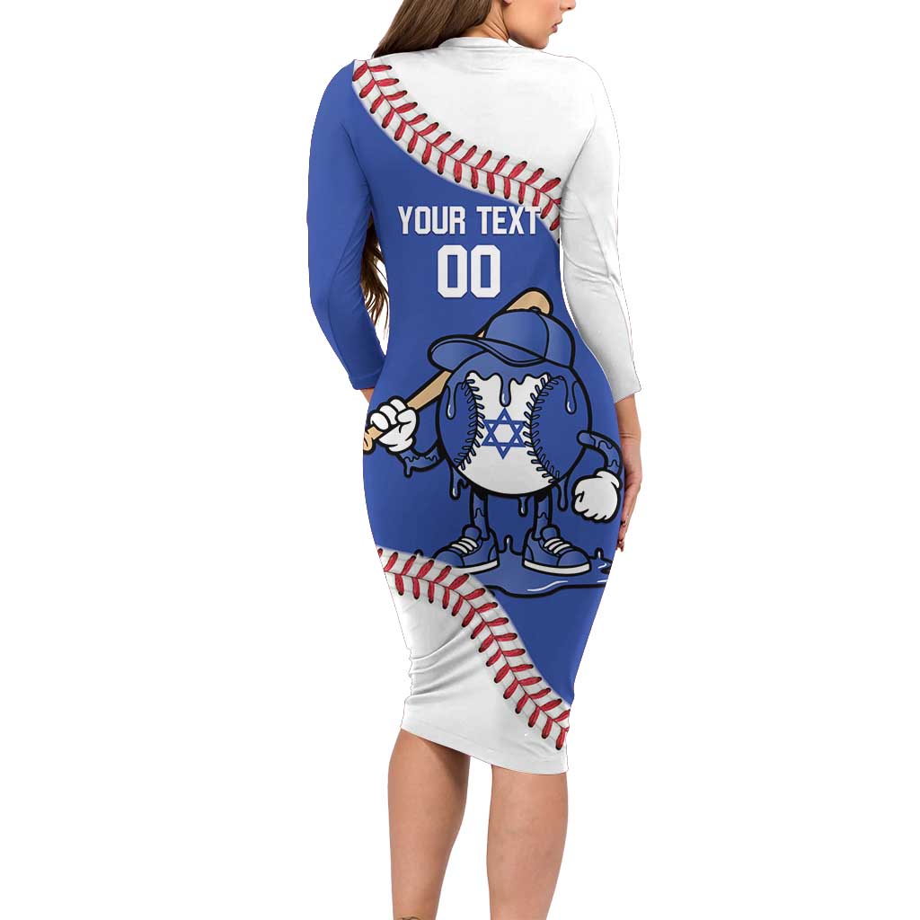 Israel 2026 Baseball Custom Long Sleeve Bodycon Dress Go Champions Drip Style