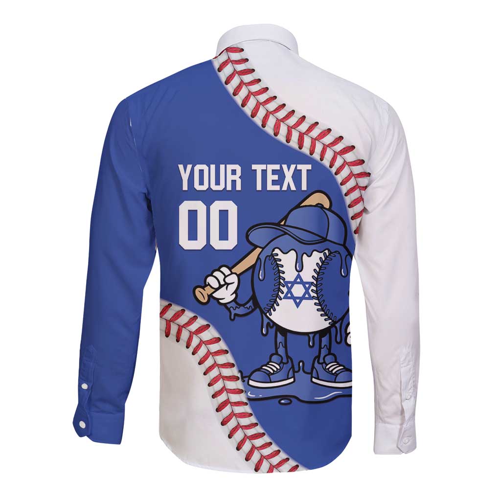 Israel 2026 Baseball Custom Long Sleeve Button Shirt Go Champions Drip Style