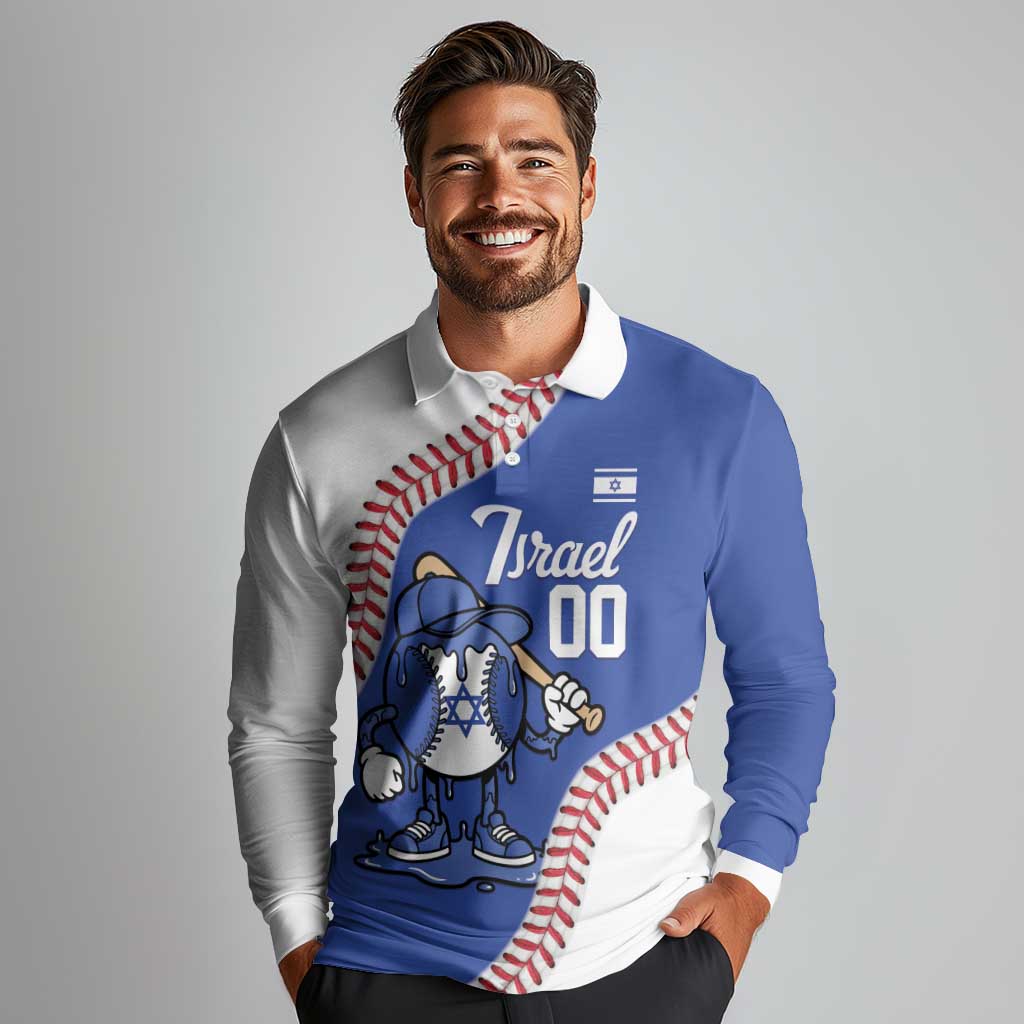 Israel 2026 Baseball Custom Long Sleeve Polo Shirt Go Champions Drip Style