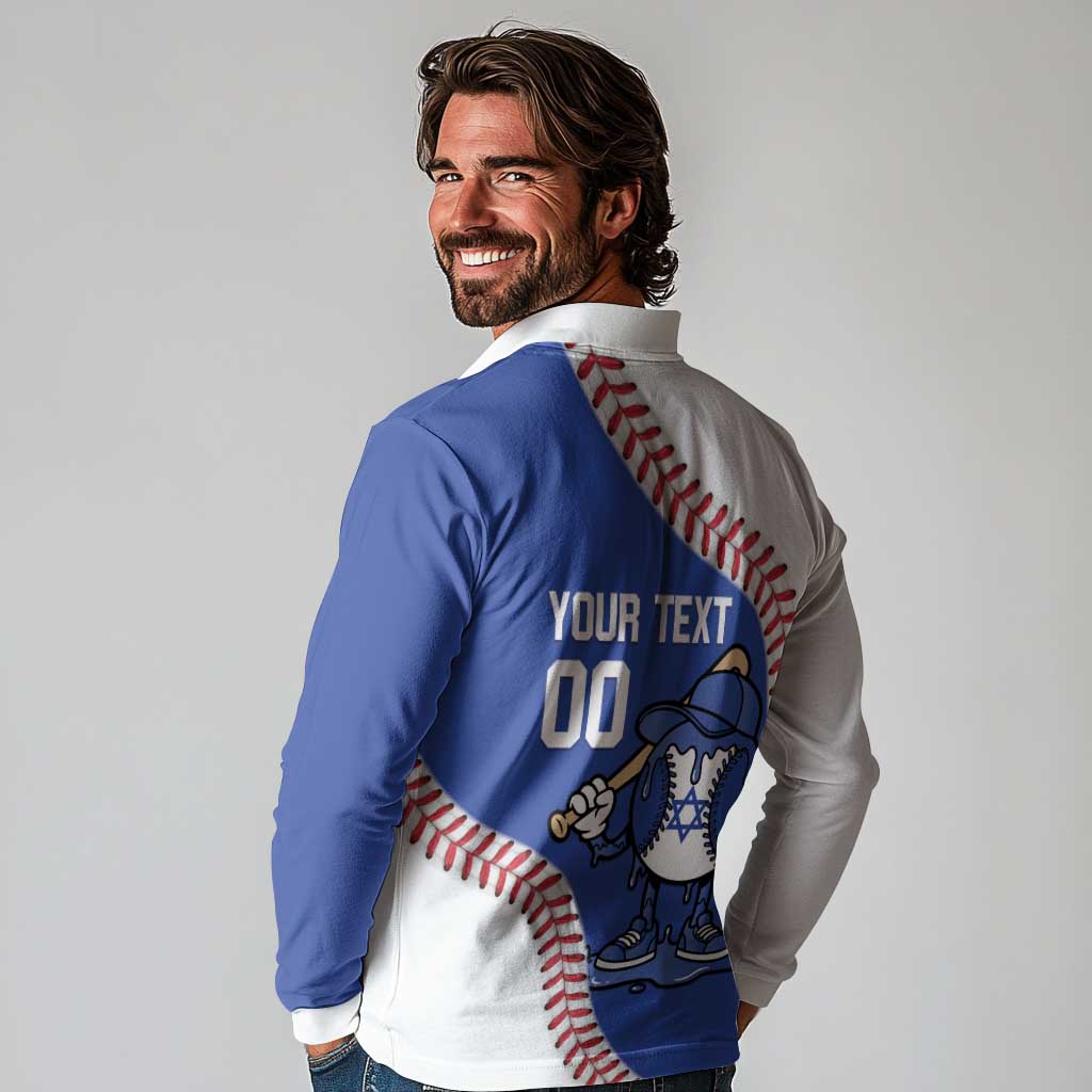 Israel 2026 Baseball Custom Long Sleeve Polo Shirt Go Champions Drip Style