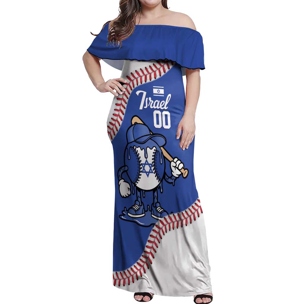 Israel 2026 Baseball Custom Off Shoulder Maxi Dress Go Champions Drip Style