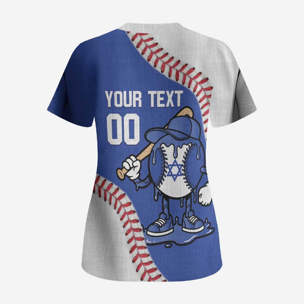 Israel 2026 Baseball Custom Scrub Top Go Champions Drip Style