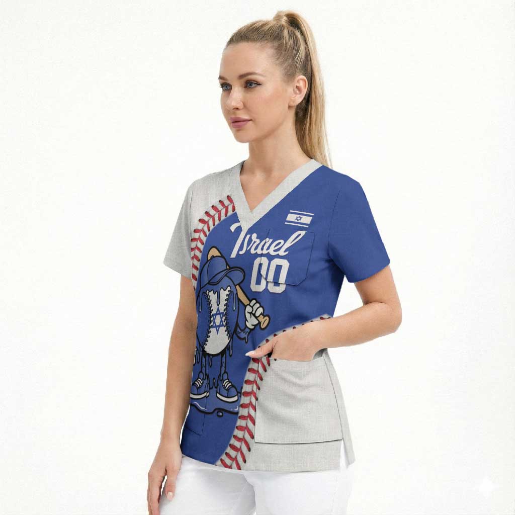 Israel 2026 Baseball Custom Scrub Top Go Champions Drip Style
