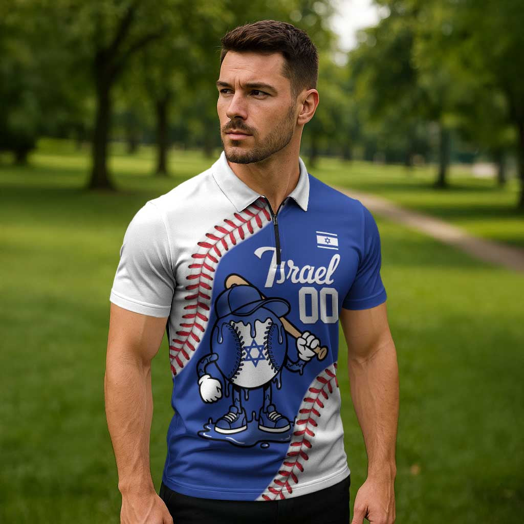 Israel 2026 Baseball Custom Zipper Polo Shirt Go Champions Drip Style