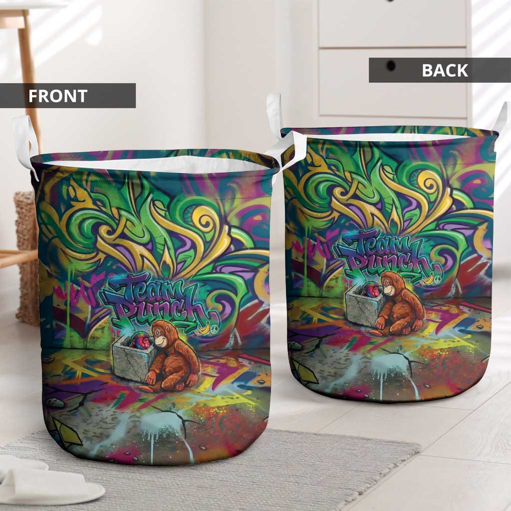 Team Punch The Monkey Laundry Basket Baby Monkey Stay Strong Graffiti Style