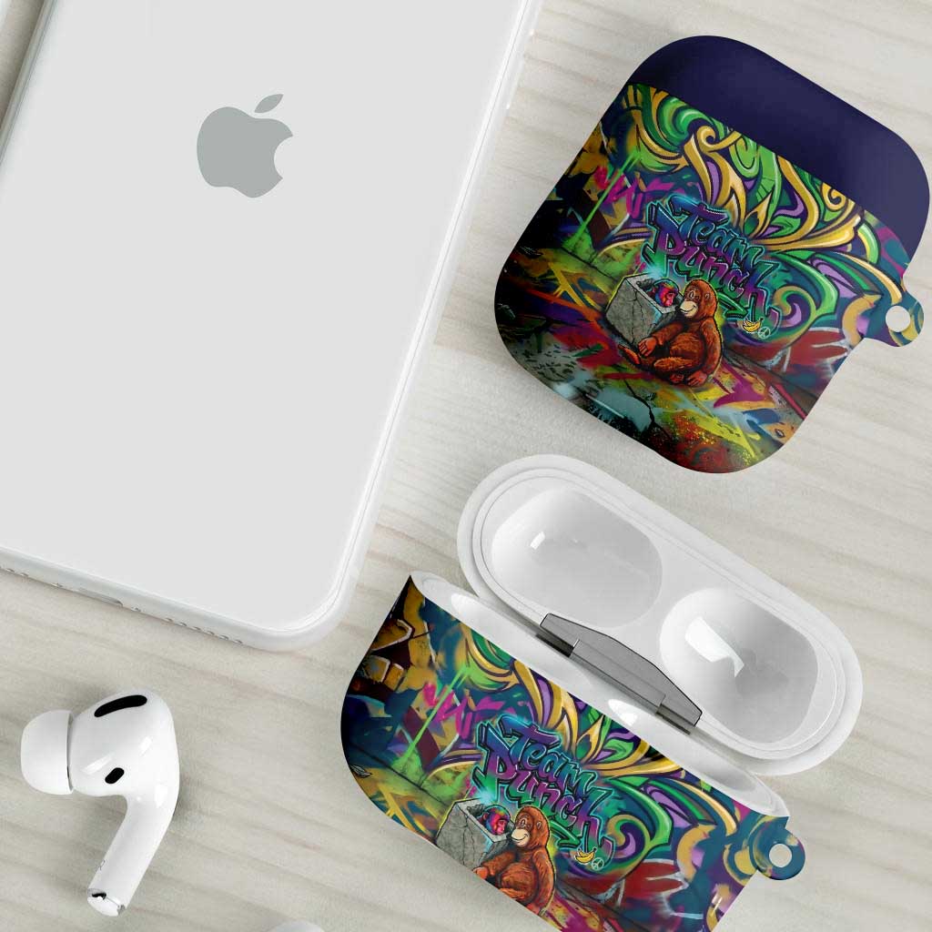 Team Punch The Monkey AirPods Case Baby Monkey Stay Strong Graffiti Style