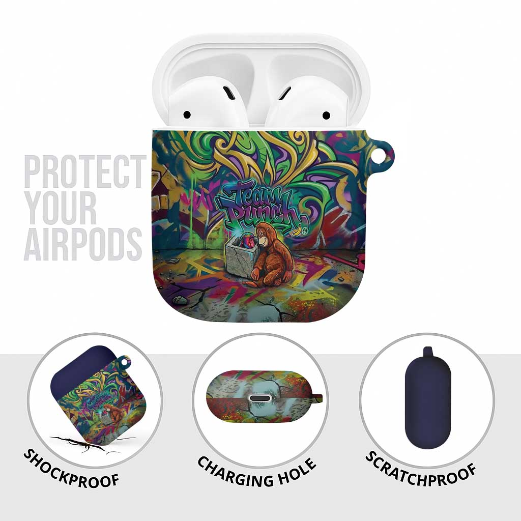 Team Punch The Monkey AirPods Case Baby Monkey Stay Strong Graffiti Style