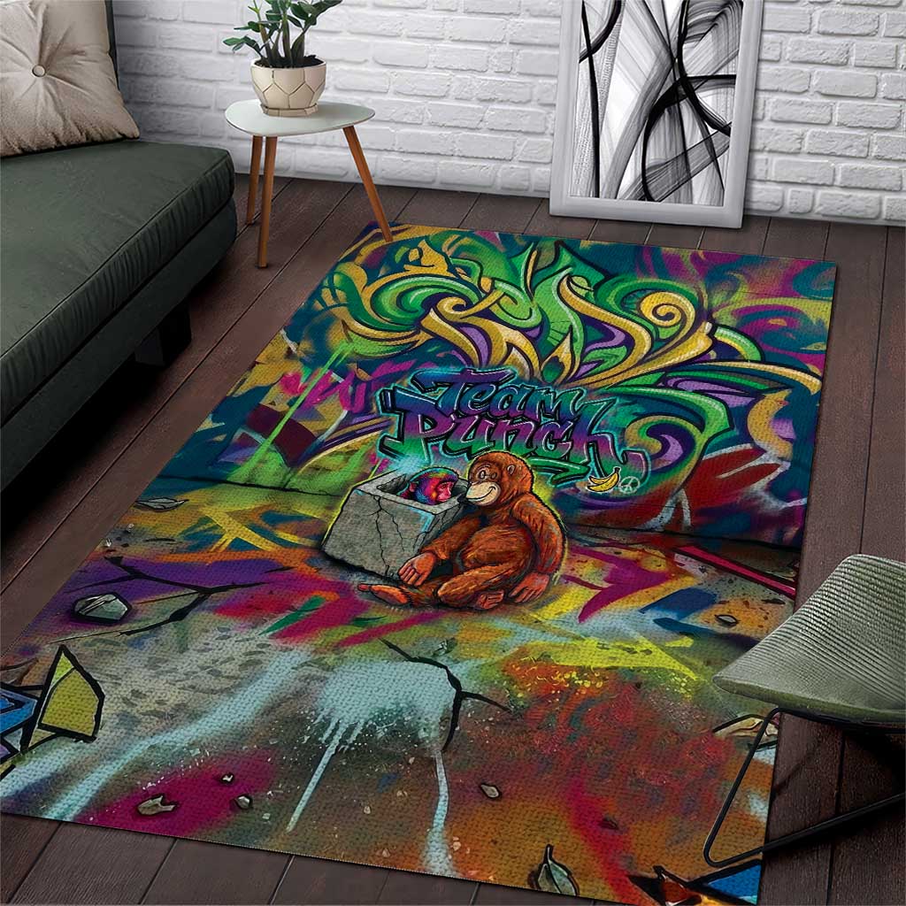 Team Punch The Monkey Area Rug Baby Monkey Stay Strong Graffiti Style