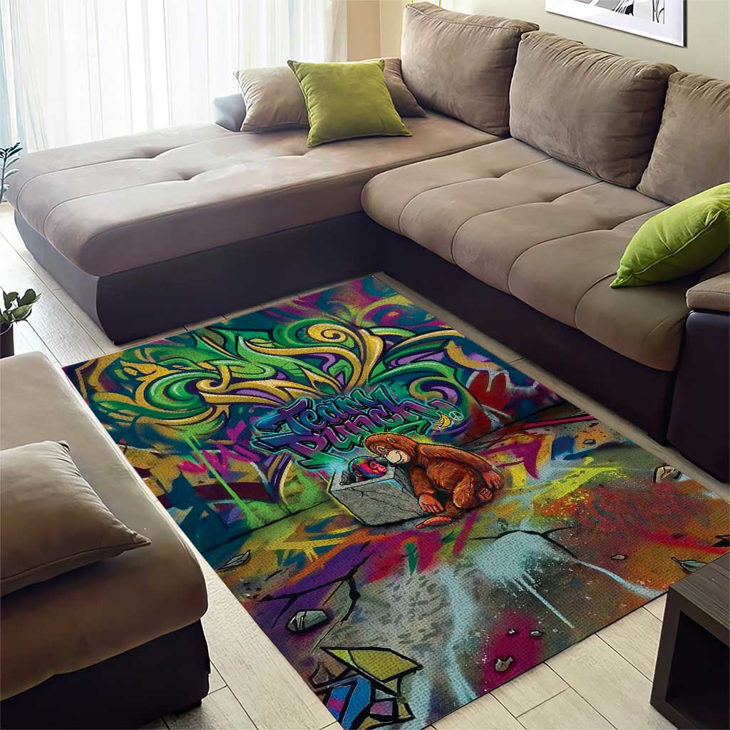 Team Punch The Monkey Area Rug Baby Monkey Stay Strong Graffiti Style