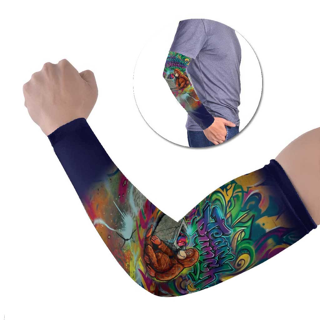 Team Punch The Monkey Arm Sleeves Baby Monkey Stay Strong Graffiti Style
