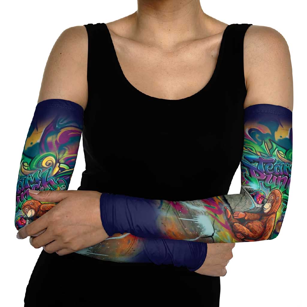 Team Punch The Monkey Arm Sleeves Baby Monkey Stay Strong Graffiti Style