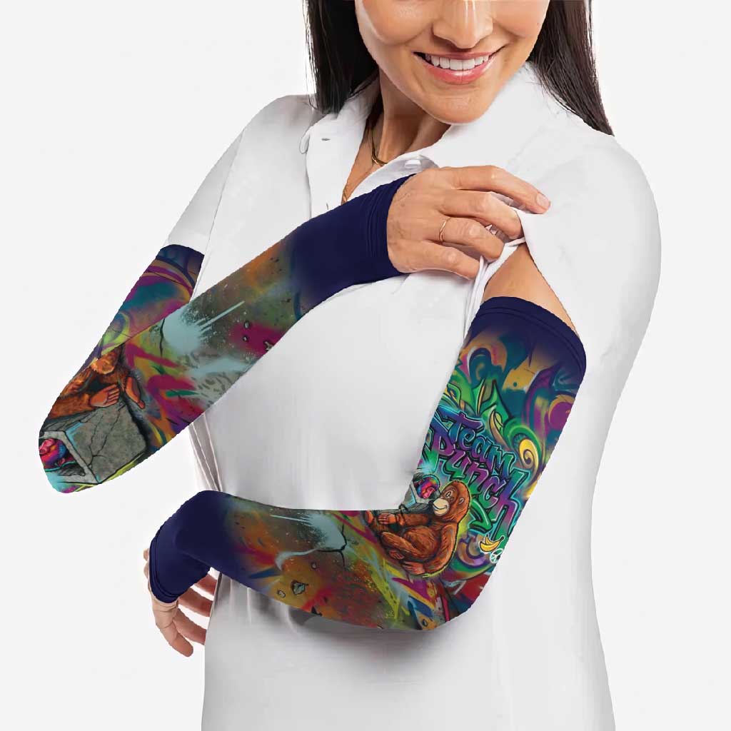 Team Punch The Monkey Arm Sleeves Baby Monkey Stay Strong Graffiti Style