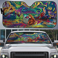 Team Punch The Monkey Auto Sun Shade Baby Monkey Stay Strong Graffiti Style
