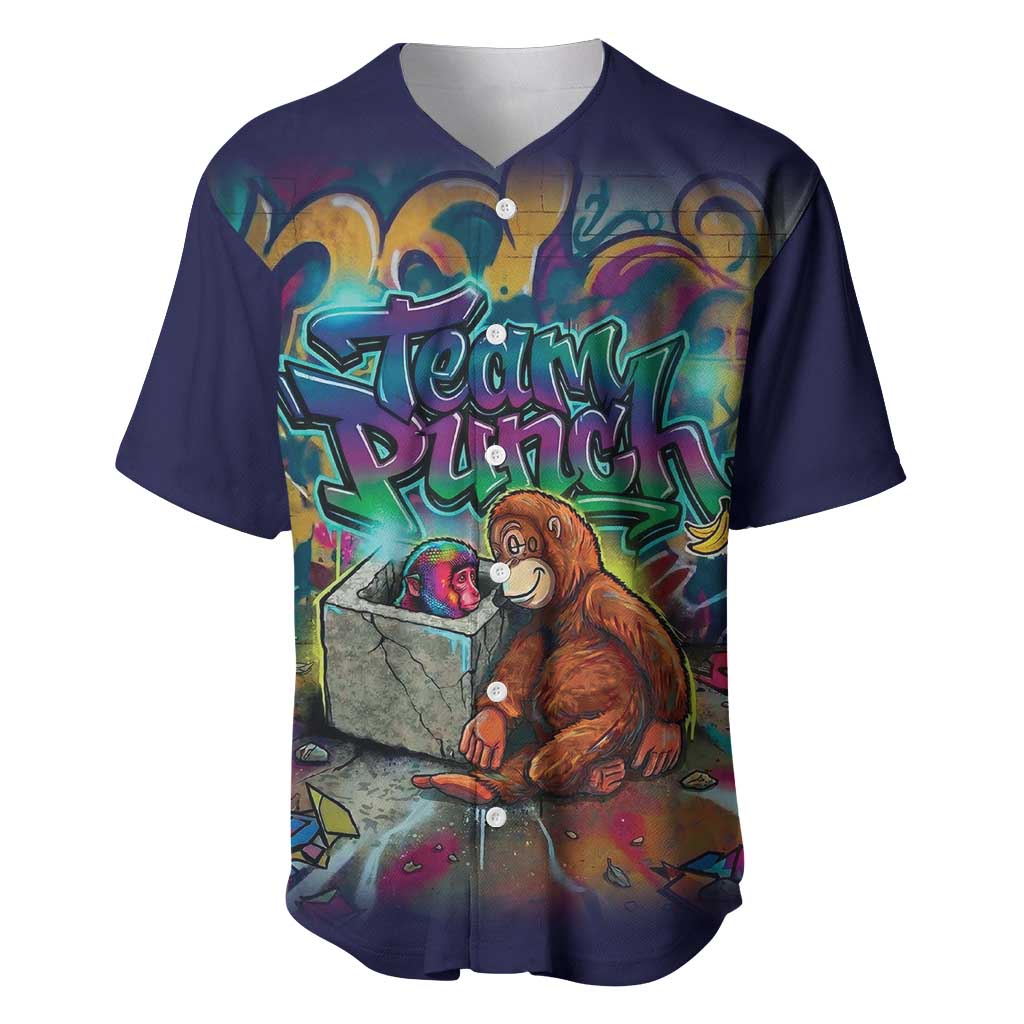 Team Punch The Monkey Baseball Jersey Baby Monkey Stay Strong Graffiti Style
