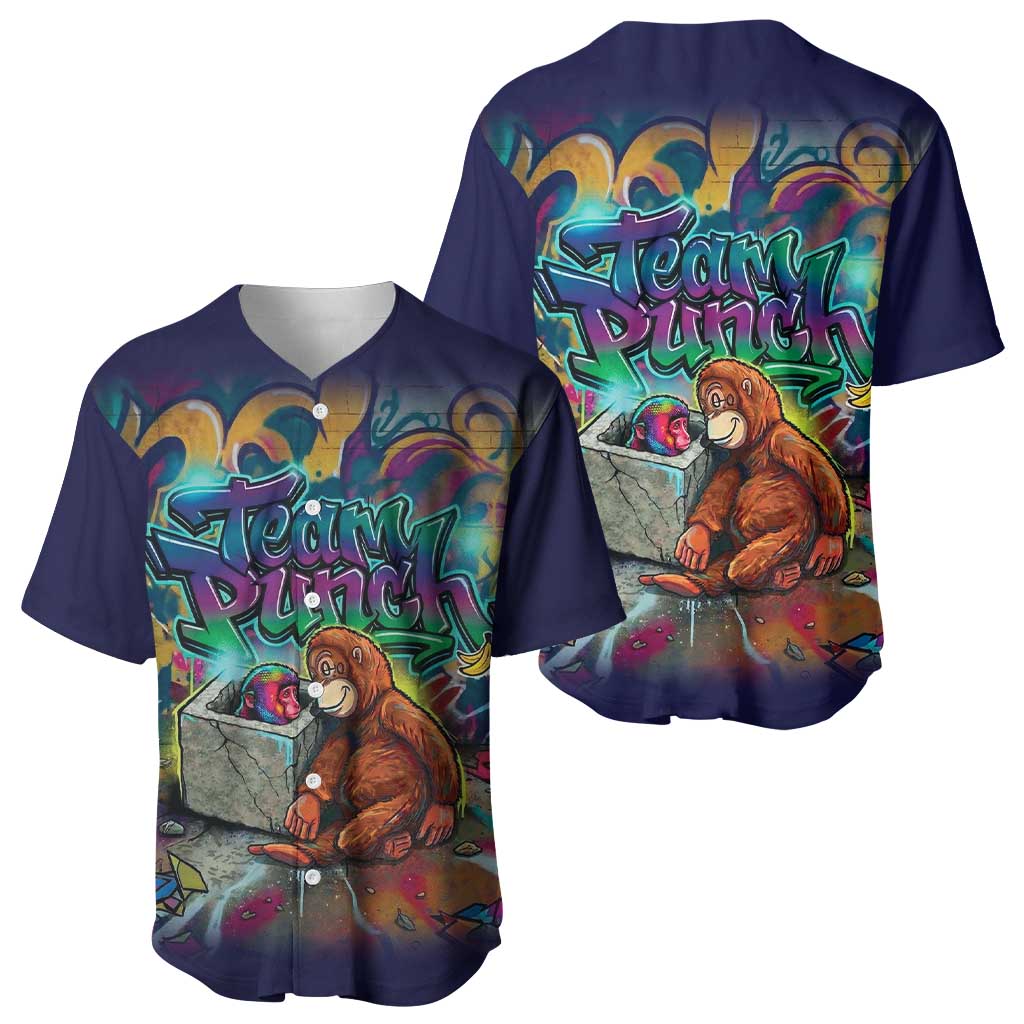 Team Punch The Monkey Baseball Jersey Baby Monkey Stay Strong Graffiti Style