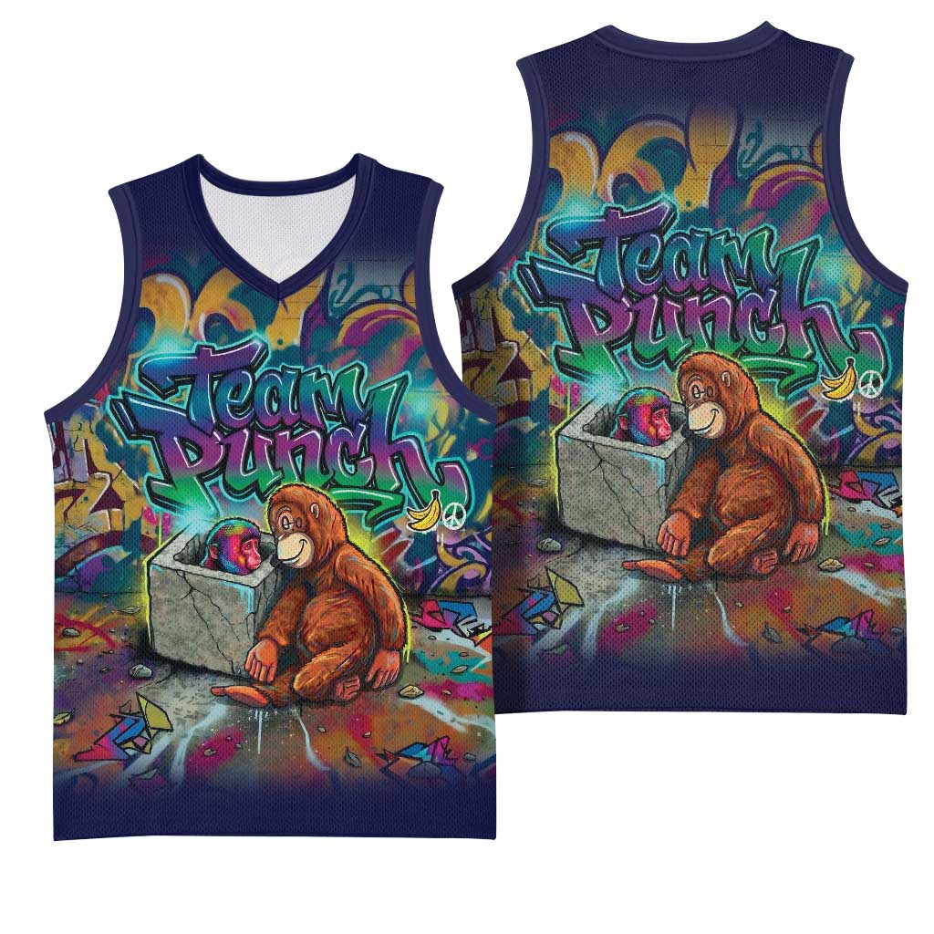 Team Punch The Monkey Basketball Jersey Baby Monkey Stay Strong Graffiti Style
