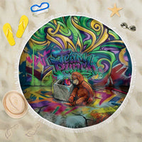 Team Punch The Monkey Beach Blanket Baby Monkey Stay Strong Graffiti Style