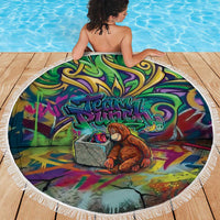 Team Punch The Monkey Beach Blanket Baby Monkey Stay Strong Graffiti Style