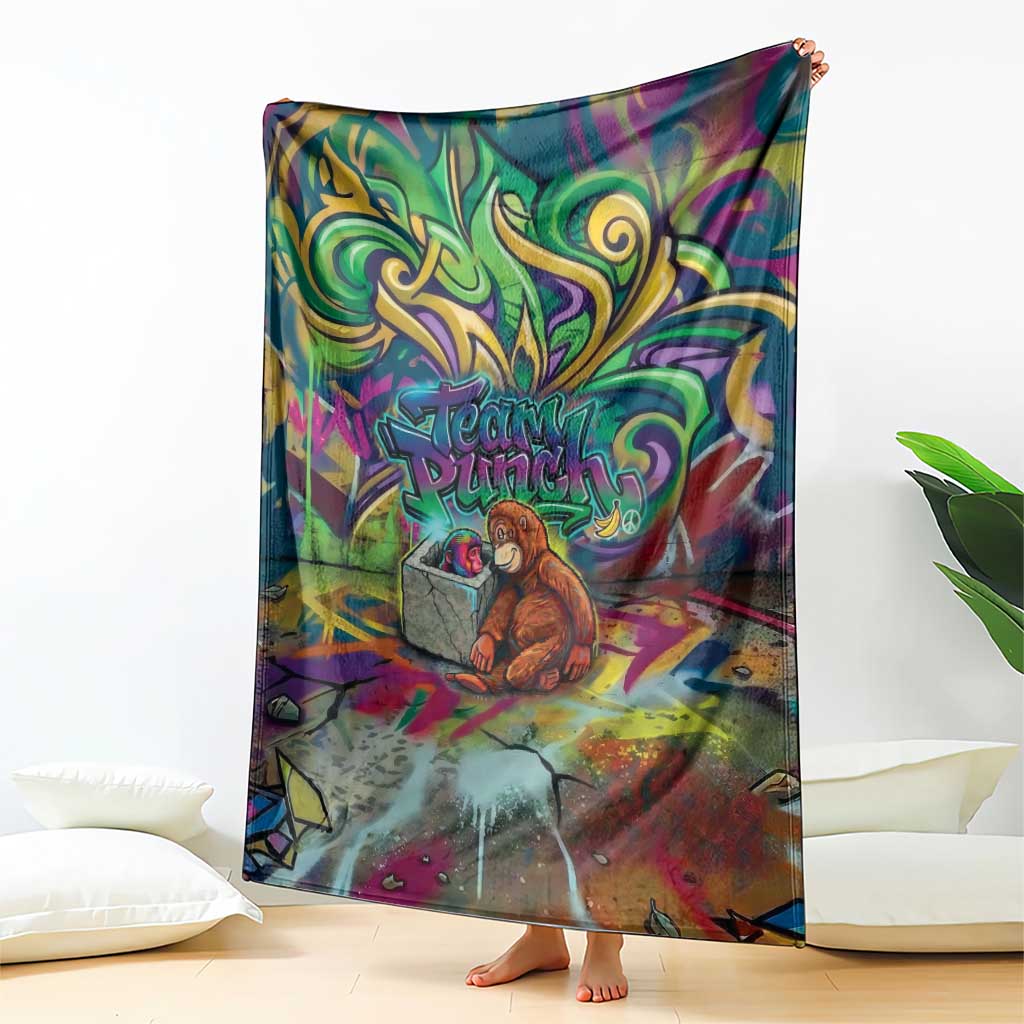 Team Punch The Monkey Blanket Baby Monkey Stay Strong Graffiti Style