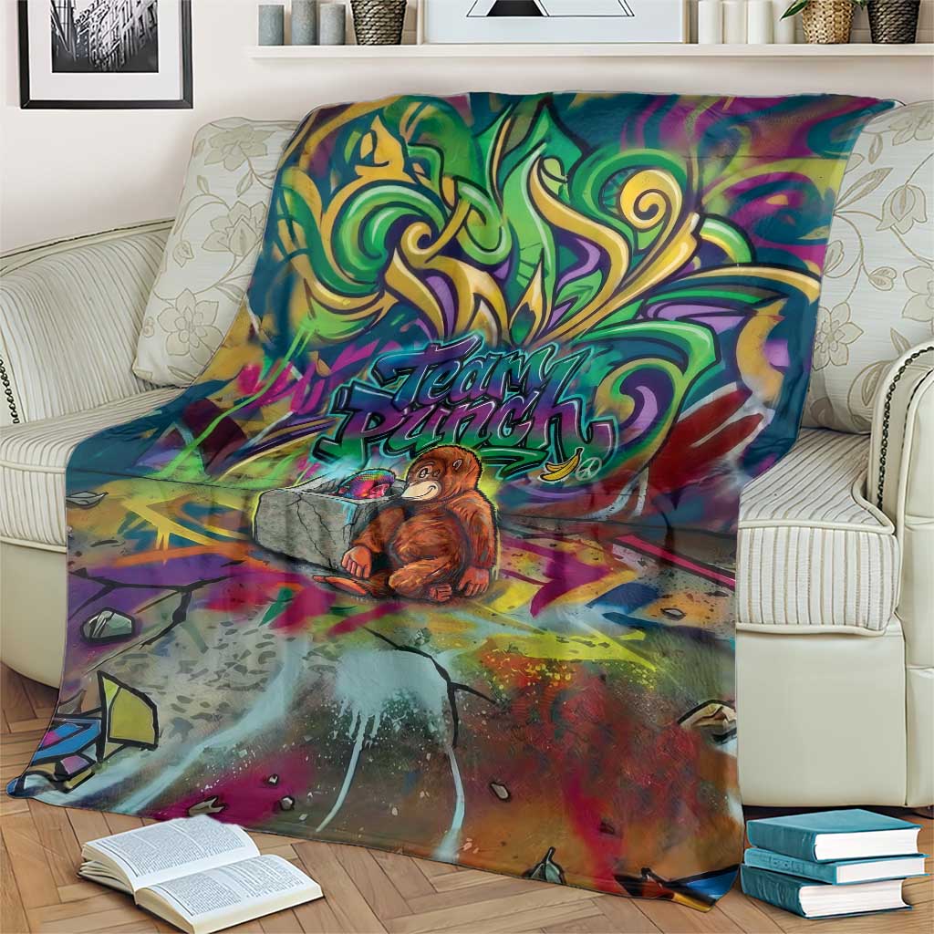 Team Punch The Monkey Blanket Baby Monkey Stay Strong Graffiti Style