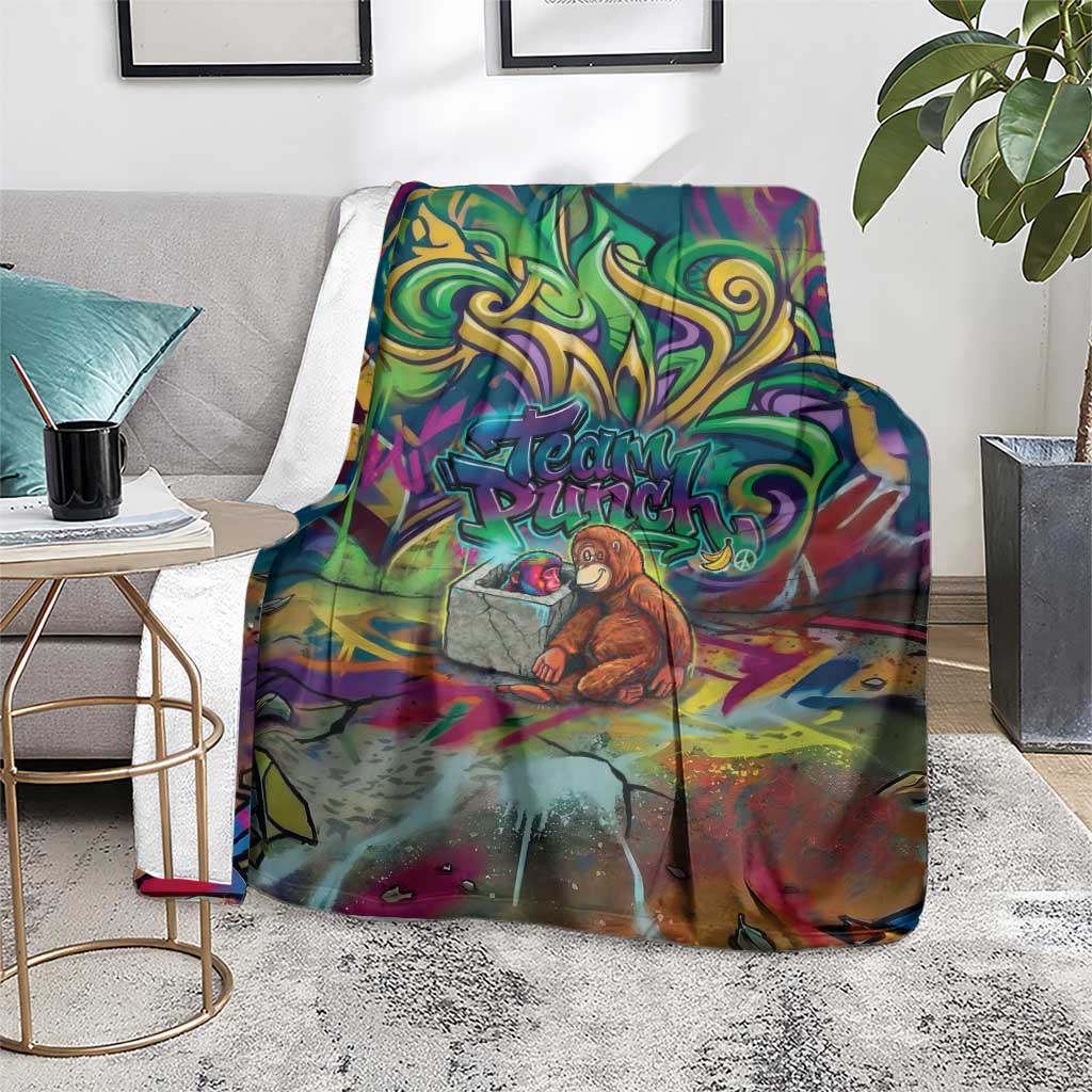 Team Punch The Monkey Blanket Baby Monkey Stay Strong Graffiti Style