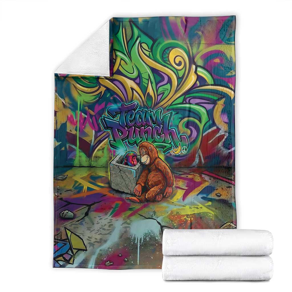 Team Punch The Monkey Blanket Baby Monkey Stay Strong Graffiti Style