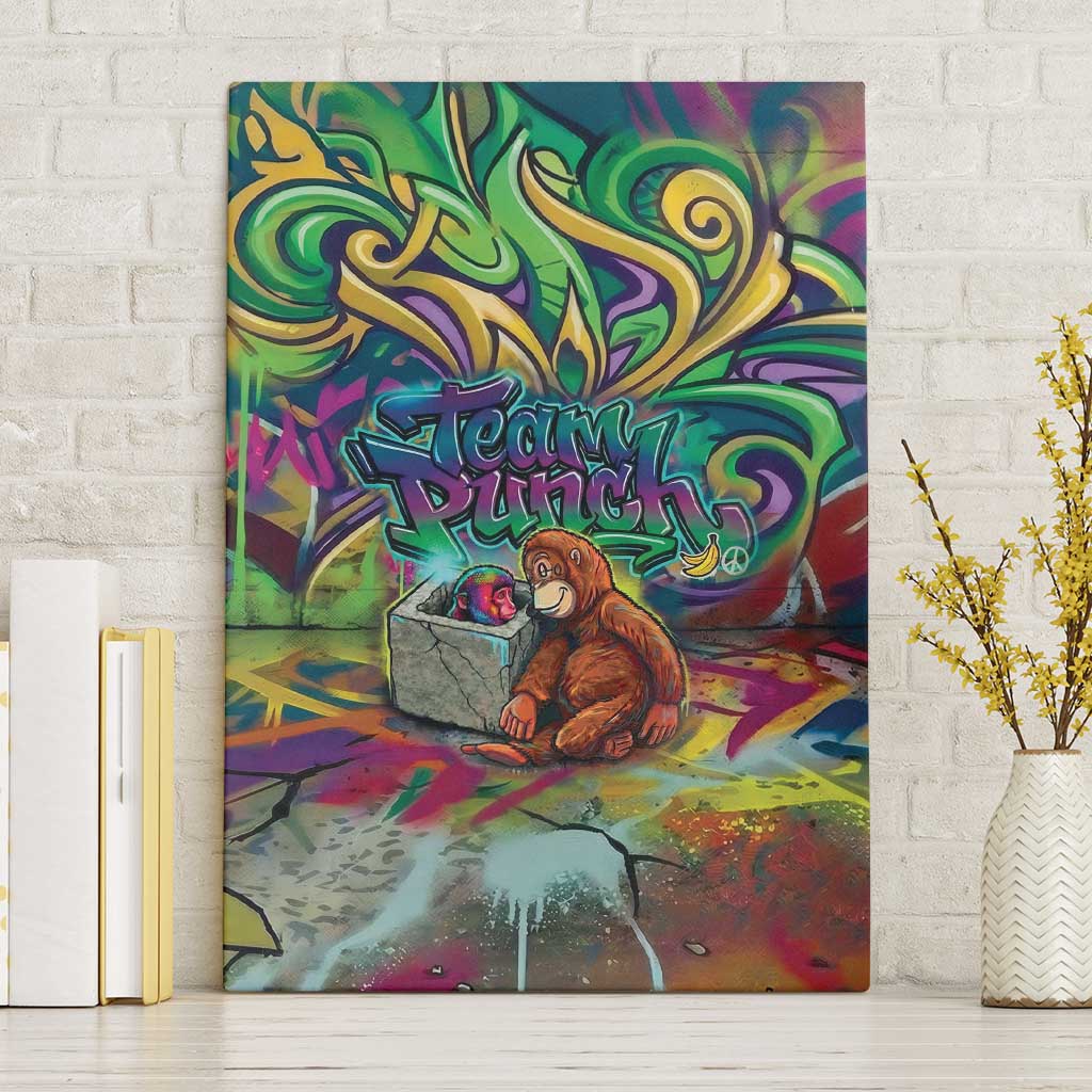 Team Punch The Monkey Canvas Wall Art Baby Monkey Stay Strong Graffiti Style