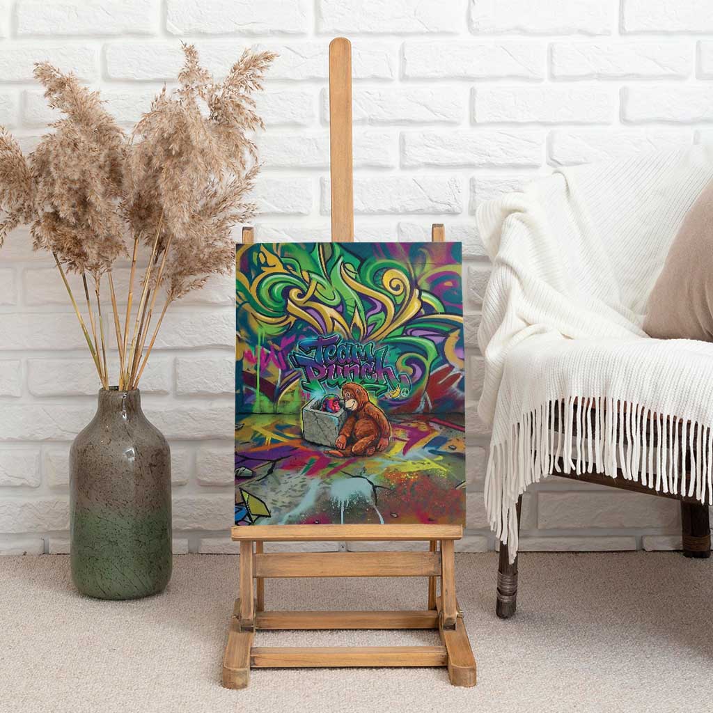 Team Punch The Monkey Canvas Wall Art Baby Monkey Stay Strong Graffiti Style
