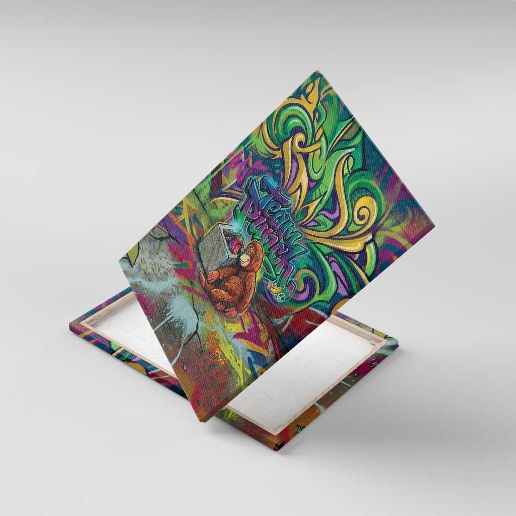 Team Punch The Monkey Canvas Wall Art Baby Monkey Stay Strong Graffiti Style