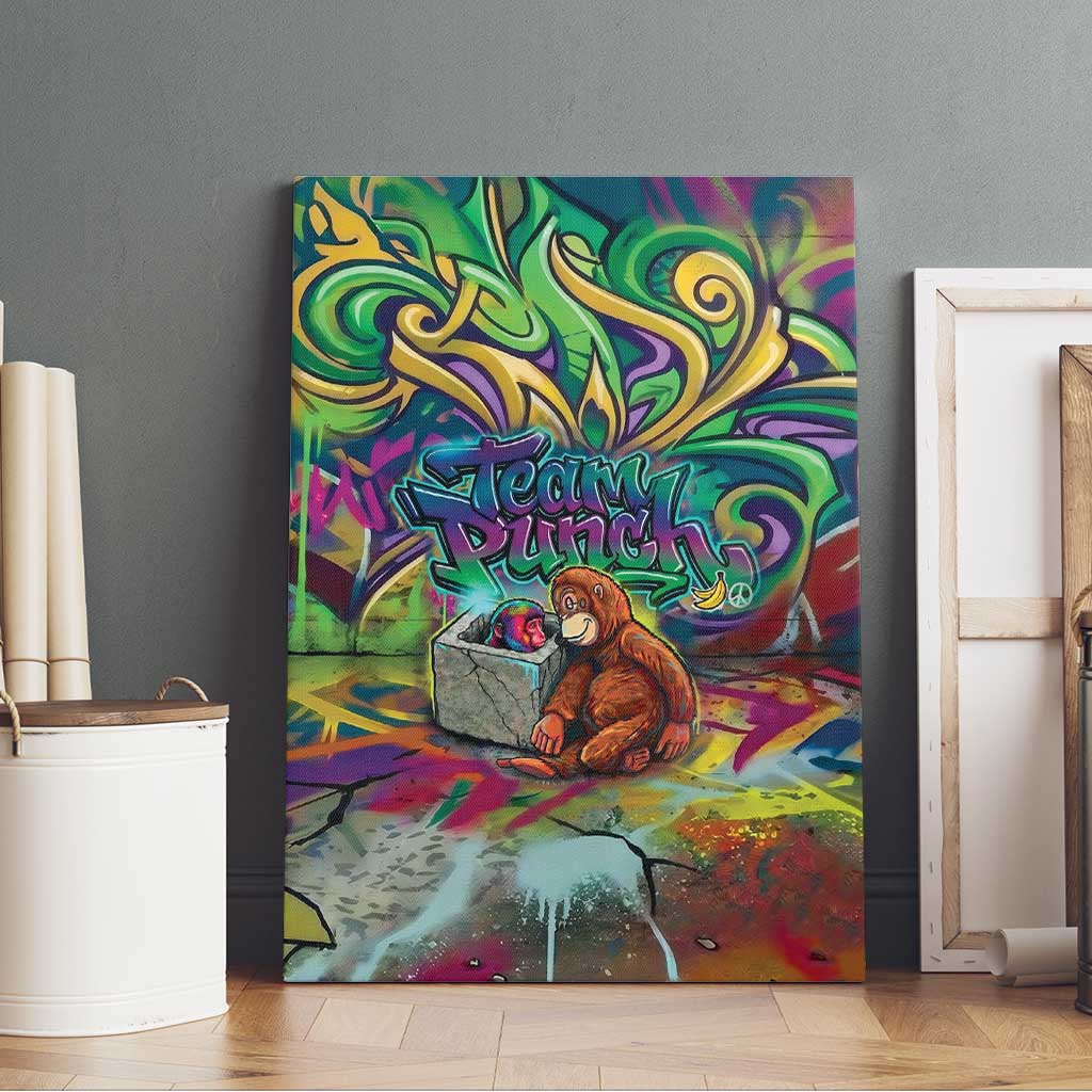 Team Punch The Monkey Canvas Wall Art Baby Monkey Stay Strong Graffiti Style