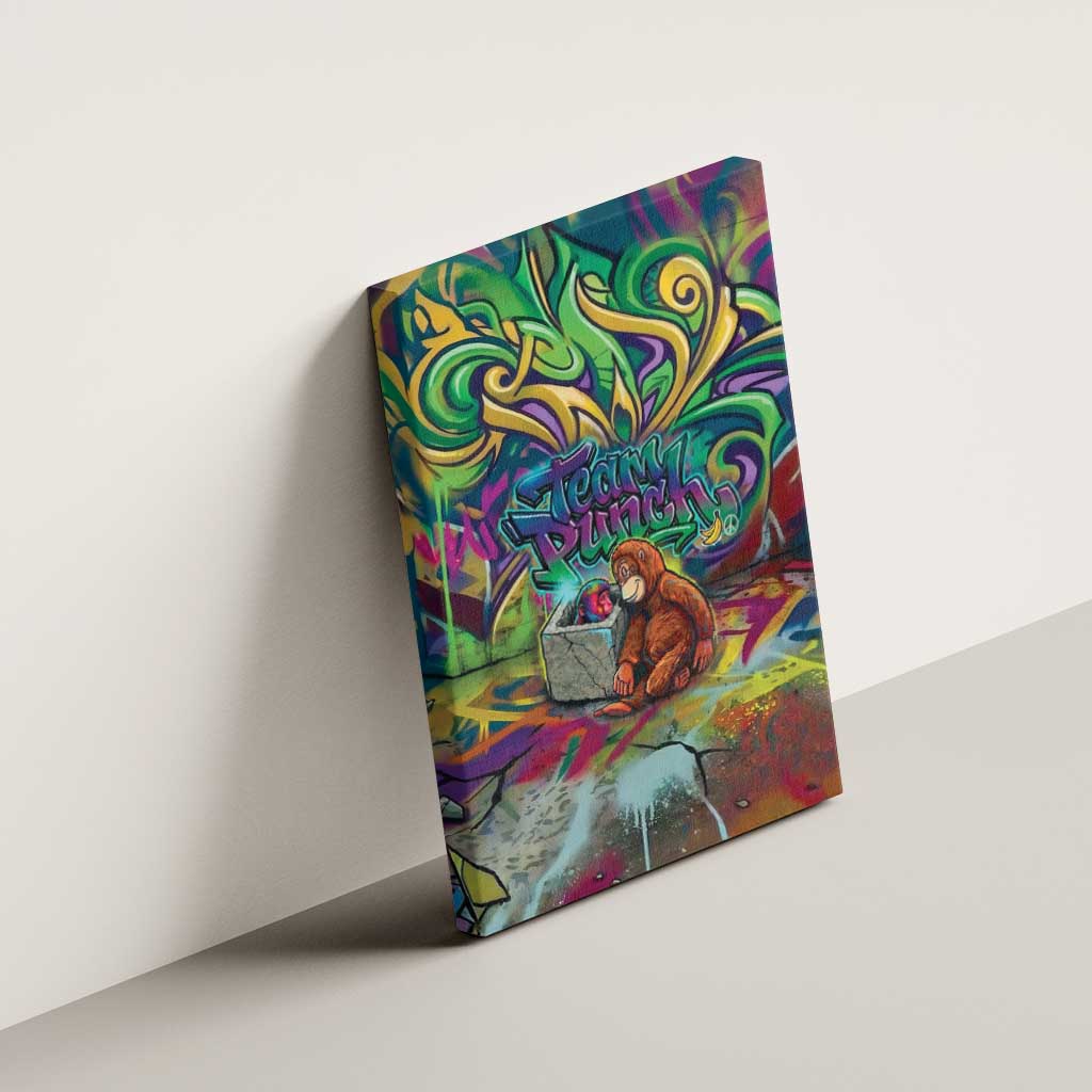 Team Punch The Monkey Canvas Wall Art Baby Monkey Stay Strong Graffiti Style