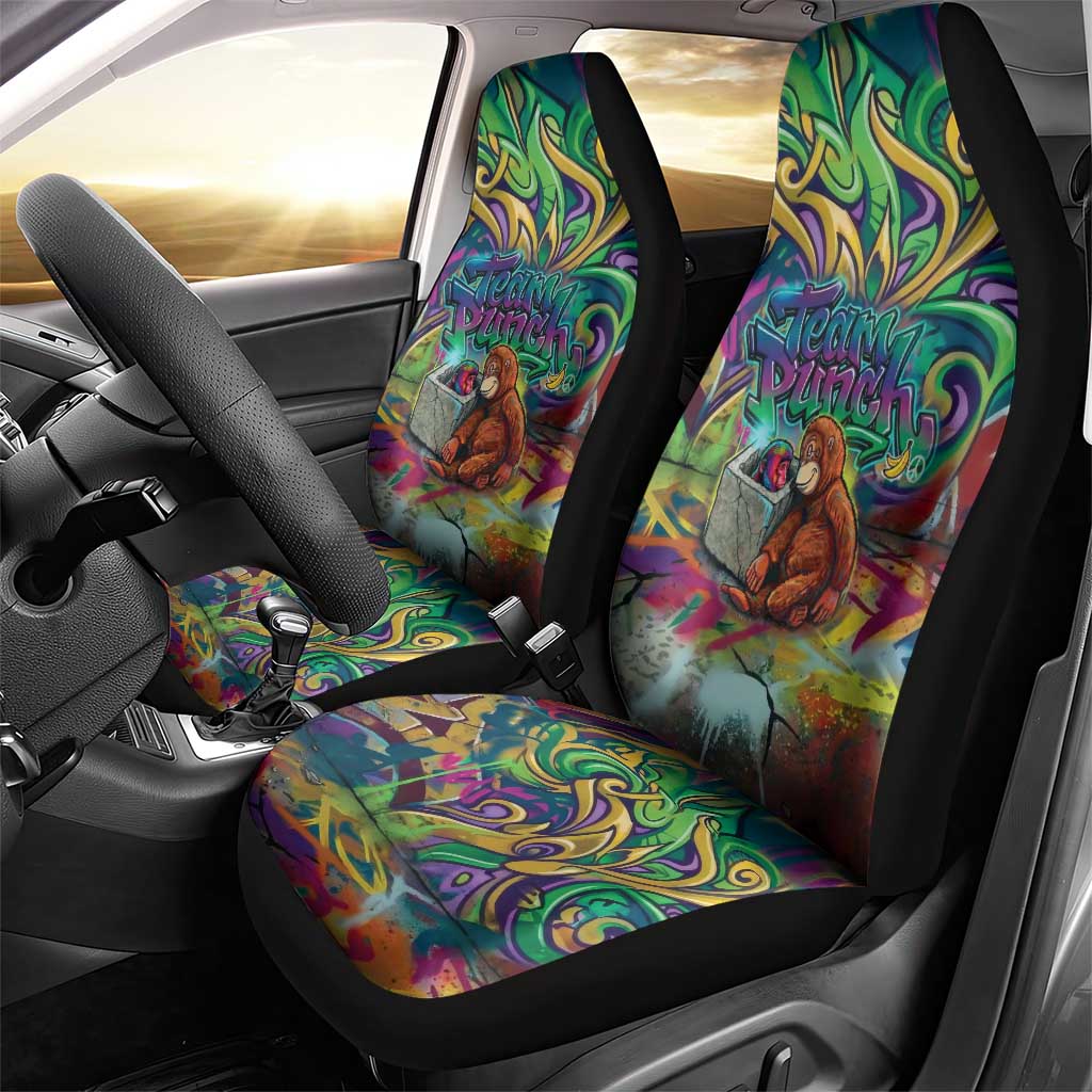 Team Punch The Monkey Car Seat Cover Baby Monkey Stay Strong Graffiti Style