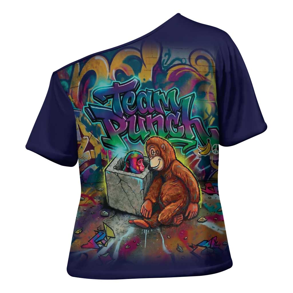 Team Punch The Monkey Cross Shoulder Shirt Baby Monkey Stay Strong Graffiti Style