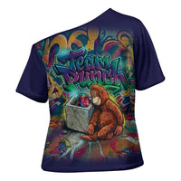 Team Punch The Monkey Cross Shoulder Shirt Baby Monkey Stay Strong Graffiti Style