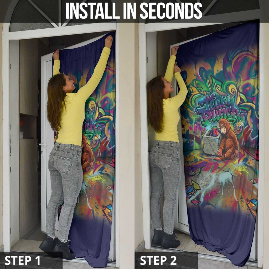 Team Punch The Monkey Door Cover Baby Monkey Stay Strong Graffiti Style